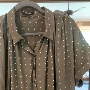 Olive Green Madewell Polka Dot Blouse